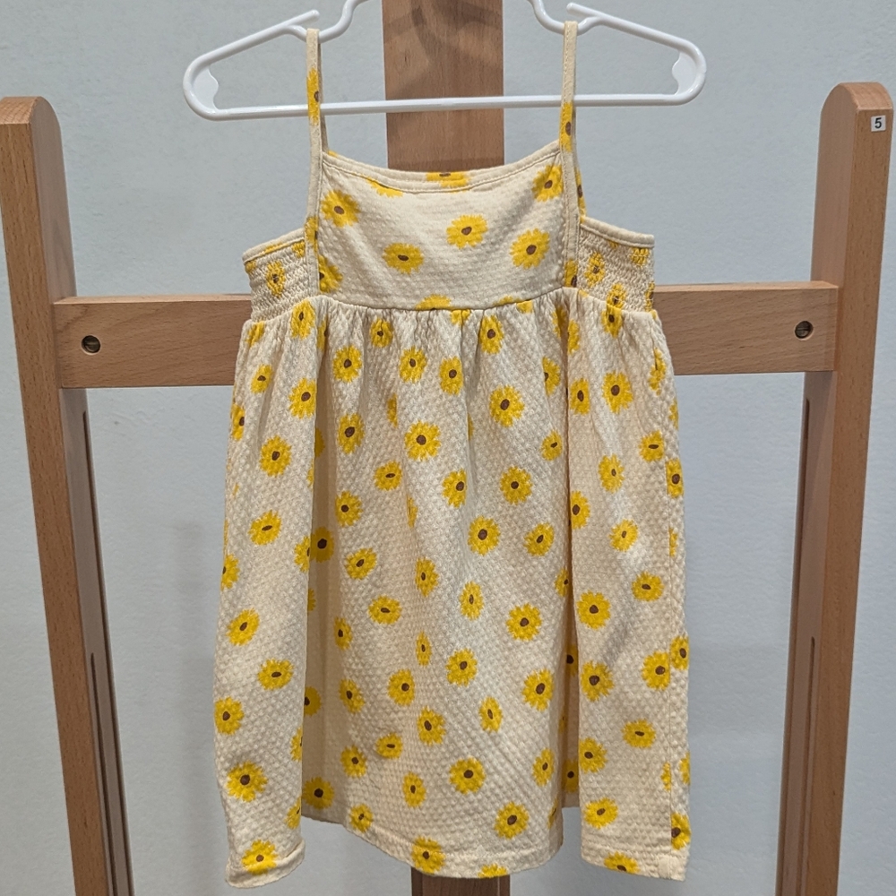 Zara Casual Yellow and White Dress with Floral Design